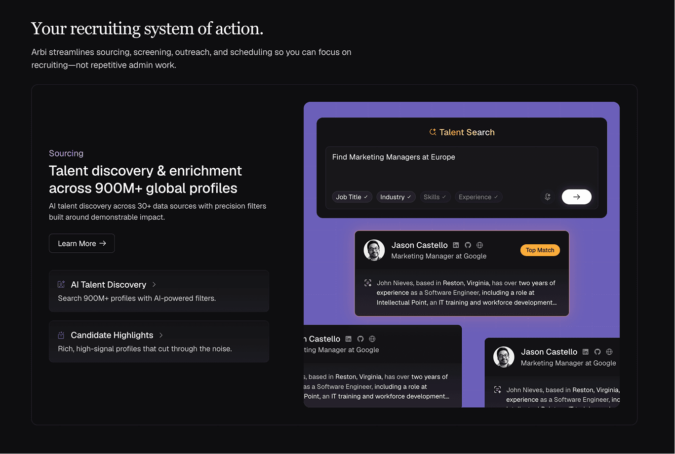 Employee dashboard interface