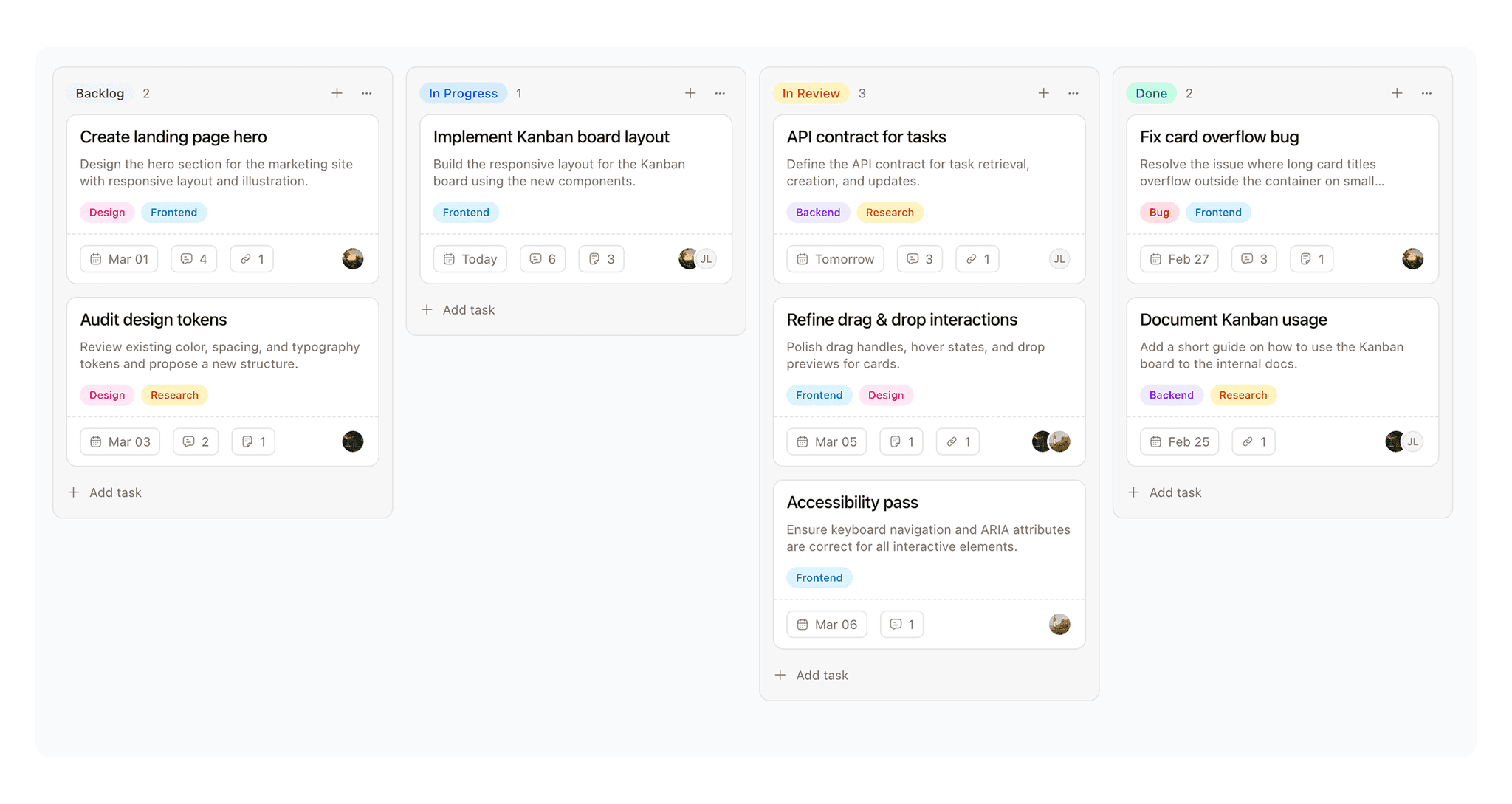 Employee dashboard interface